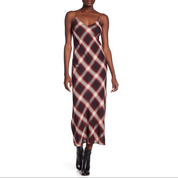 vince plaid slip dress